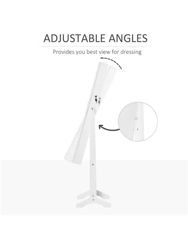 HOMCOM Full Length Mirror with Storage, Jewellery Cabinet with Mirror, Adjustable Angle and Stand, Lockable Jewellery Organiser 