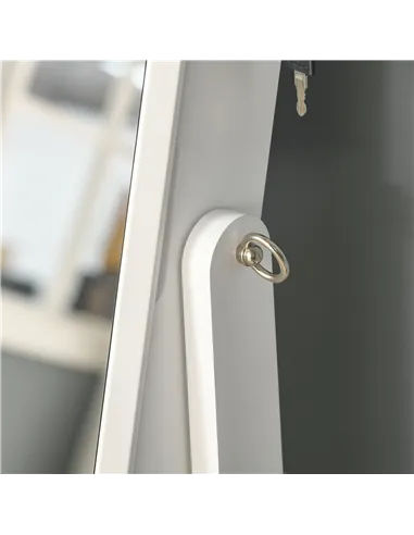 HOMCOM Full Length Mirror with Storage, Jewellery Cabinet with Mirror, Adjustable Angle and Stand, Lockable Jewellery Organiser 