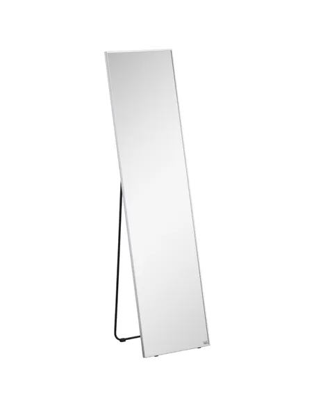 HOMCOM Full Length Mirror Wall-Mounted, 160 x 40 cm Freestanding Rectangle Dressing Mirror for Bedroom, Living Room, Silver Fram