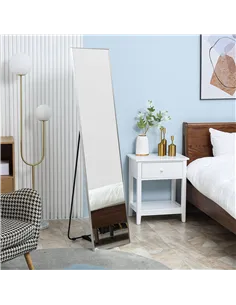 HOMCOM Full Length Mirror Wall-Mounted, 160 x 40 cm Freestanding Rectangle Dressing Mirror for Bedroom, Living Room, Silver Fram 2