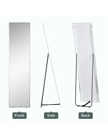 HOMCOM Full Length Mirror Wall-Mounted, 160 x 40 cm Freestanding Rectangle Dressing Mirror for Bedroom, Living Room, Silver Fram