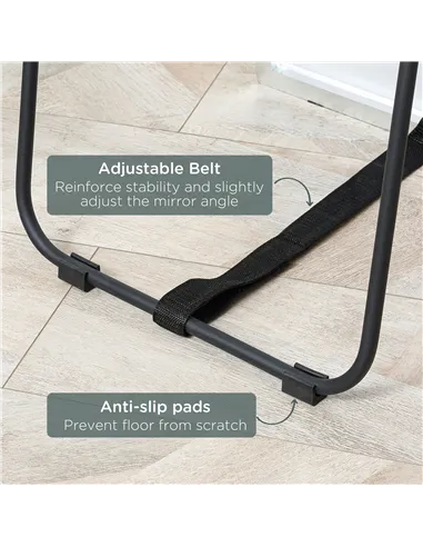 HOMCOM Full Length Mirror Wall-Mounted, 160 x 40 cm Freestanding Rectangle Dressing Mirror for Bedroom, Living Room, Silver Fram