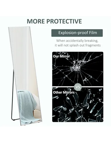 HOMCOM Full Length Mirror Wall-Mounted, 160 x 40 cm Freestanding Rectangle Dressing Mirror for Bedroom, Living Room, Silver Fram