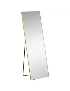 HOMCOM Full Length Mirror Wall-Mounted, 160 x 50 cm Freestanding Rectangle Dressing Mirror for Bedroom, Living Room, Gold Frame