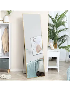 HOMCOM Full Length Mirror Wall-Mounted, 160 x 50 cm Freestanding Rectangle Dressing Mirror for Bedroom, Living Room, Gold Frame 2