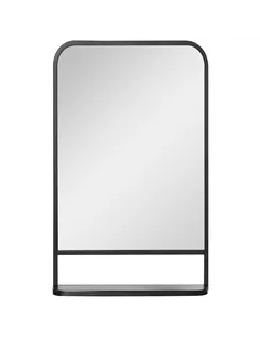 HOMCOM Modern Square Wall Mirror with Storage Shelf, 86 x 53 Mirrors for Living Room, Bedroom, Black