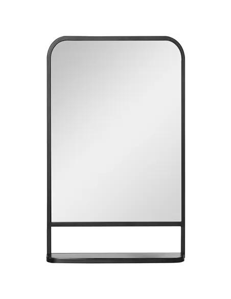 HOMCOM Modern Square Wall Mirror with Storage Shelf, 86 x 53 Mirrors for Living Room, Bedroom, Black