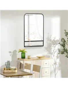 HOMCOM Modern Square Wall Mirror with Storage Shelf, 86 x 53 Mirrors for Living Room, Bedroom, Black 2