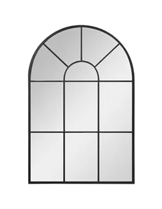 HOMCOM Modern Arched Wall Mirror, 91 x 60 cm Window Mirrors for Living Room, Bedroom, Black