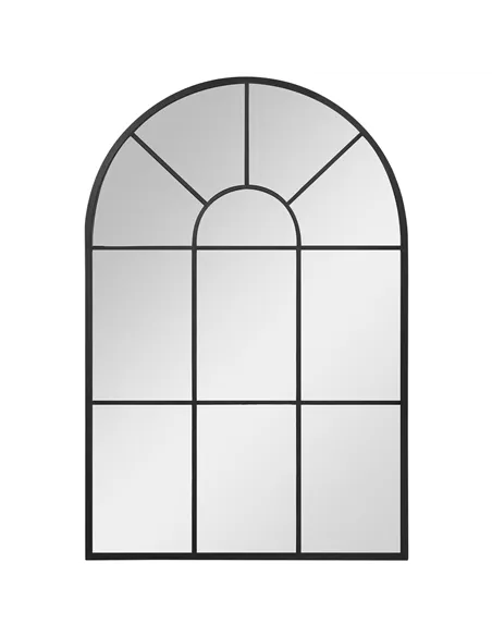 HOMCOM Modern Arched Wall Mirror, 91 x 60 cm Window Mirrors for Living Room, Bedroom, Black