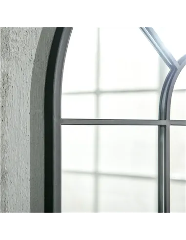 HOMCOM Modern Arched Wall Mirror, 91 x 60 cm Window Mirrors for Living Room, Bedroom, Black