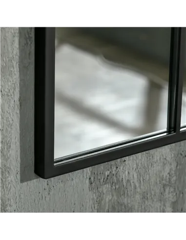 HOMCOM Modern Arched Wall Mirror, 91 x 60 cm Window Mirrors for Living Room, Bedroom, Black