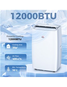 HOMCOM Portable Air Conditioner 12000 BTU, 4-in-1 Air Conditioning Unit, Dehumidifier, Cooling, Fan, Sleep Mode with 3 Speeds, R 2