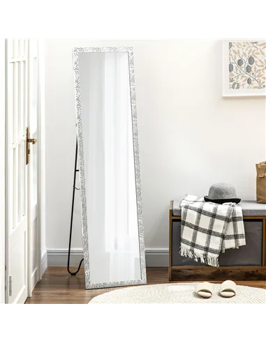 HOMCOM Full Length Mirror Free Standing Mirror Dressing Mirror with PS Frame Modern Wall Mirror for Living Room and Bedroom 34 x