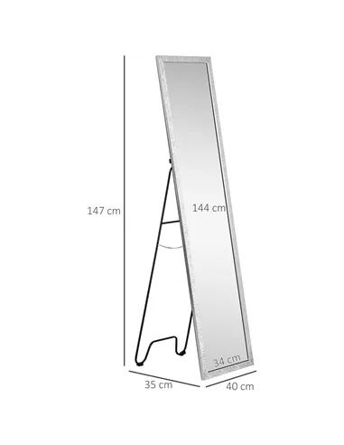 HOMCOM Full Length Mirror Free Standing Mirror Dressing Mirror with PS Frame Modern Wall Mirror for Living Room and Bedroom 34 x