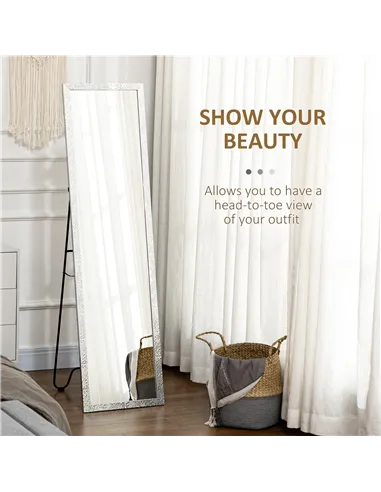 HOMCOM Full Length Mirror Free Standing Mirror Dressing Mirror with PS Frame Modern Wall Mirror for Living Room and Bedroom 34 x