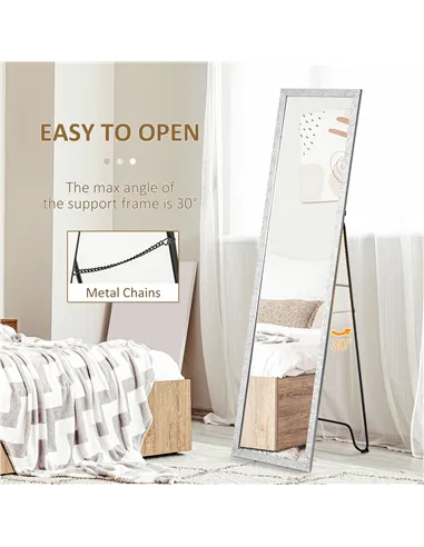 HOMCOM Full Length Mirror Free Standing Mirror Dressing Mirror with PS Frame Modern Wall Mirror for Living Room and Bedroom 34 x