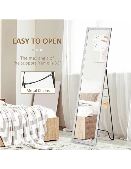 HOMCOM Full Length Mirror Free Standing Mirror Dressing Mirror with PS Frame Modern Wall Mirror for Living Room and Bedroom 34 x