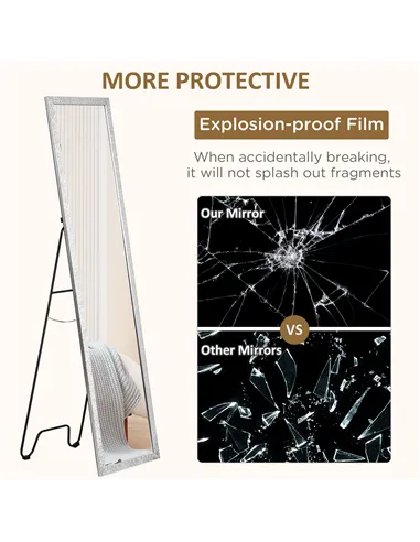 HOMCOM Full Length Mirror Free Standing Mirror Dressing Mirror with PS Frame Modern Wall Mirror for Living Room and Bedroom 34 x