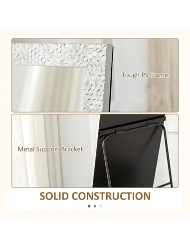 HOMCOM Full Length Mirror Free Standing Mirror Dressing Mirror with PS Frame Modern Wall Mirror for Living Room and Bedroom 34 x