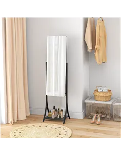 HOMCOM Free Standing Dressing Mirror, Full Length Mirror with Adjustable Angle, Storage Shelf for Living Room, Bedroom, Hallway 2