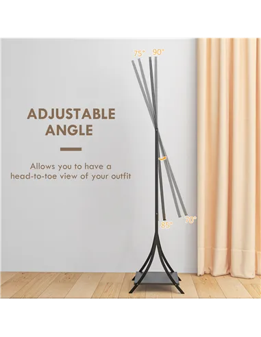 HOMCOM Free Standing Dressing Mirror, Full Length Mirror with Adjustable Angle, Storage Shelf for Living Room, Bedroom, Hallway