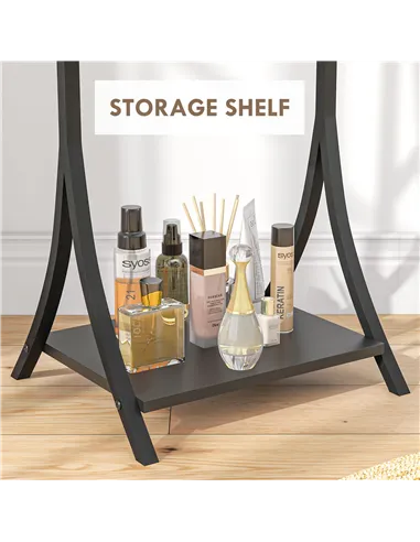 HOMCOM Free Standing Dressing Mirror, Full Length Mirror with Adjustable Angle, Storage Shelf for Living Room, Bedroom, Hallway