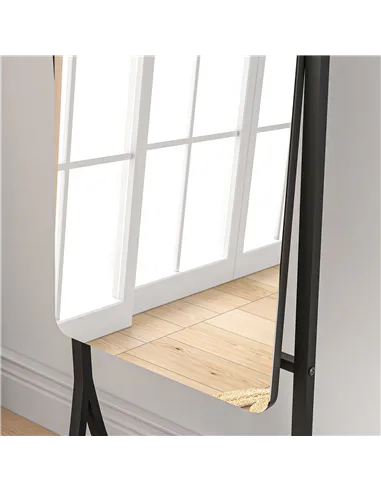 HOMCOM Free Standing Dressing Mirror, Full Length Mirror with Adjustable Angle, Storage Shelf for Living Room, Bedroom, Hallway