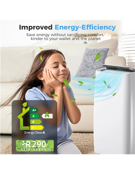 HOMCOM Portable Air Conditioner 12000 BTU, 4-in-1 Air Conditioning Unit, Dehumidifier, Cooling, Fan, Sleep Mode with 3 Speeds, R