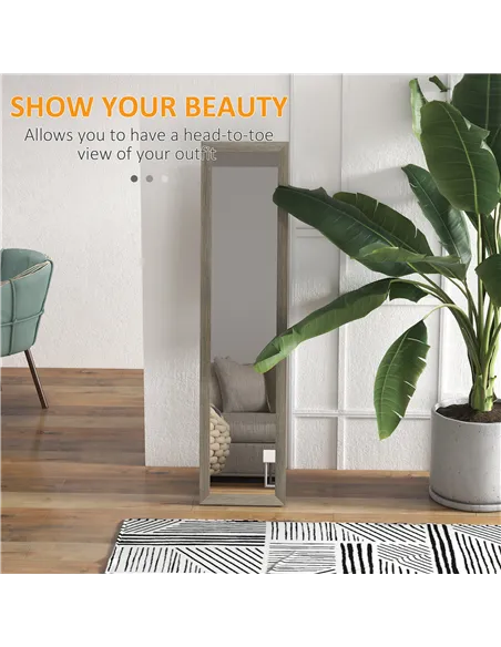 HOMCOM Rustic Full Length Mirror, Hanging and Freestanding Floor Mirror, Farmhouse Decorative Wall Mirror, for Living Room, Bedr