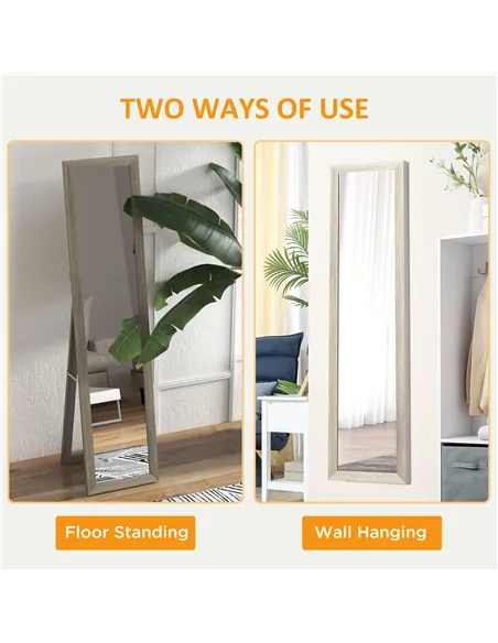 HOMCOM Rustic Full Length Mirror, Hanging and Freestanding Floor Mirror, Farmhouse Decorative Wall Mirror, for Living Room, Bedr