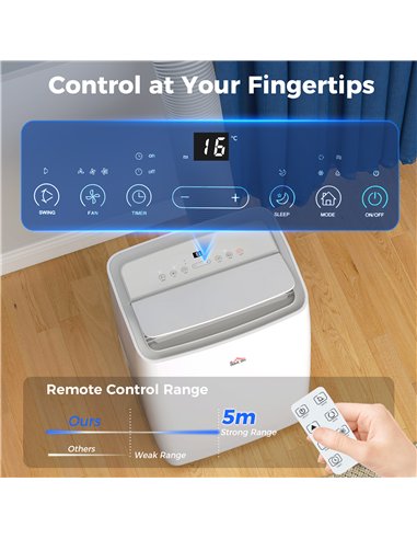 HOMCOM Portable Air Conditioner 12000 BTU, 4-in-1 Air Conditioning Unit, Dehumidifier, Cooling, Fan, Sleep Mode with 3 Speeds, R