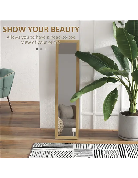 HOMCOM Rustic Full Length Mirror, Hanging and Freestanding Floor Mirror, Farmhouse Decorative Wall Mirror, for Living Room, Bedr
