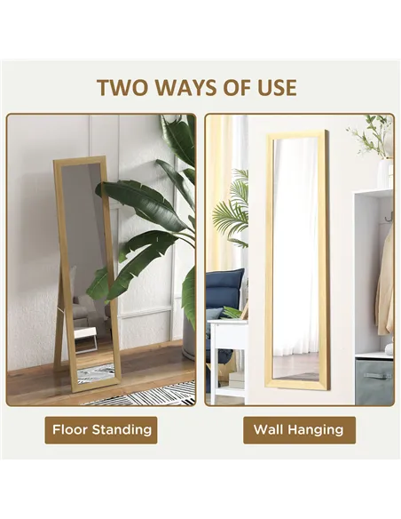 HOMCOM Rustic Full Length Mirror, Hanging and Freestanding Floor Mirror, Farmhouse Decorative Wall Mirror, for Living Room, Bedr