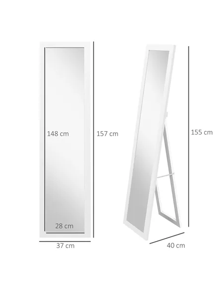 HOMCOM Rustic Full Length Mirror, Hanging and Freestanding Floor Mirror, Farmhouse Decorative Wall Mirror, for Living Room, Bedr
