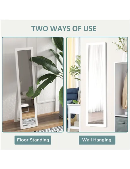 HOMCOM Rustic Full Length Mirror, Hanging and Freestanding Floor Mirror, Farmhouse Decorative Wall Mirror, for Living Room, Bedr
