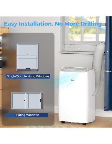 HOMCOM Portable Air Conditioner 12000 BTU, 4-in-1 Air Conditioning Unit, Dehumidifier, Cooling, Fan, Sleep Mode with 3 Speeds, R