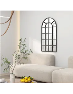 HOMCOM 110 x 62 cm Arched Decorative Wall Mirror for Bedroom Living Room, Modern Window Bathroom Mirror for Home Decor 2
