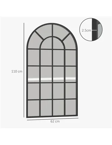 HOMCOM 110 x 62 cm Arched Decorative Wall Mirror for Bedroom Living Room, Modern Window Bathroom Mirror for Home Decor