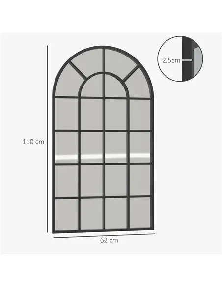 HOMCOM 110 x 62 cm Arched Decorative Wall Mirror for Bedroom Living Room, Modern Window Bathroom Mirror for Home Decor