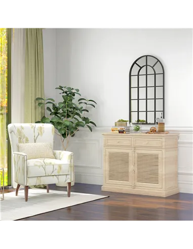 HOMCOM 110 x 62 cm Arched Decorative Wall Mirror for Bedroom Living Room, Modern Window Bathroom Mirror for Home Decor