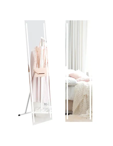 HOMCOM Full Length Dressing Mirror, LED Lighted Wall Mirror for Bedroom, Adjustable Brightness and 3 Colours, White