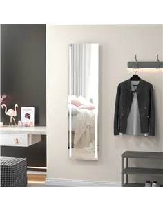 HOMCOM Full Length Dressing Mirror, LED Lighted Wall Mirror for Bedroom, Adjustable Brightness and 3 Colours, White 2