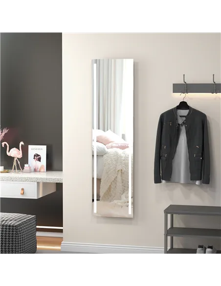 HOMCOM Full Length Dressing Mirror, LED Lighted Wall Mirror for Bedroom, Adjustable Brightness and 3 Colours, White