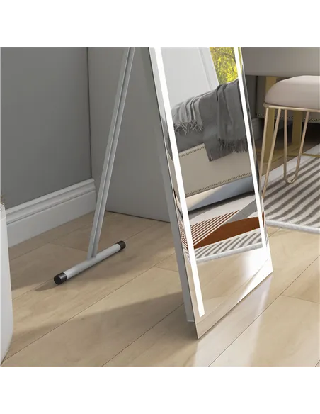 HOMCOM Full Length Dressing Mirror, LED Lighted Wall Mirror for Bedroom, Adjustable Brightness and 3 Colours, White
