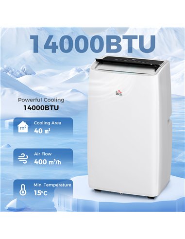 HOMCOM Portable Air Conditioner 14000 BTU, 4-in-1 Air Conditioning Unit, Dehumidifier, Cooling, Fan, Sleep Mode with 3 Speeds, R