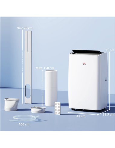 HOMCOM Portable Air Conditioner 14000 BTU, 4-in-1 Air Conditioning Unit, Dehumidifier, Cooling, Fan, Sleep Mode with 3 Speeds, R