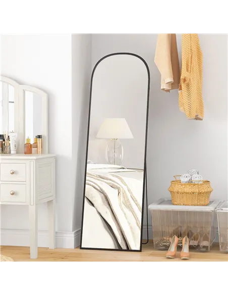 HOMCOM 162cm Aluminium Frame Standing Mirror - Black