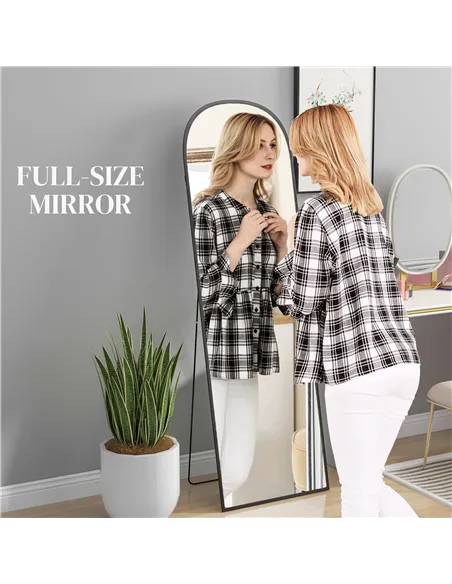 HOMCOM 162cm Aluminium Frame Standing Mirror - Black