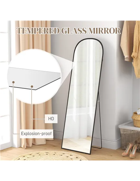 HOMCOM 162cm Aluminium Frame Standing Mirror - Black